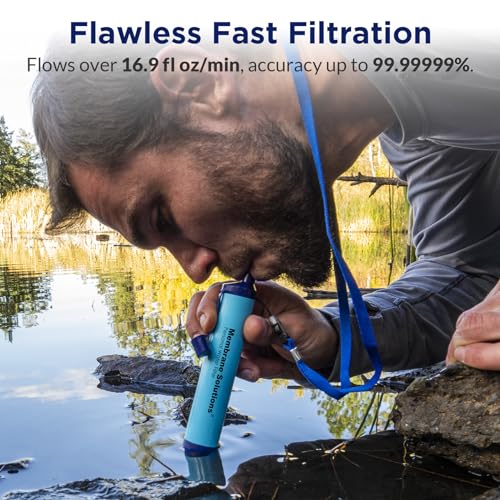 Membrane Solutions Personal Water Filter Straw S1 4 Pack - Blue