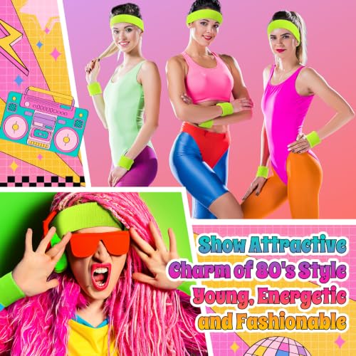 Knitgrip 3 Pack Neon Sweatbands Set Headband Wristband