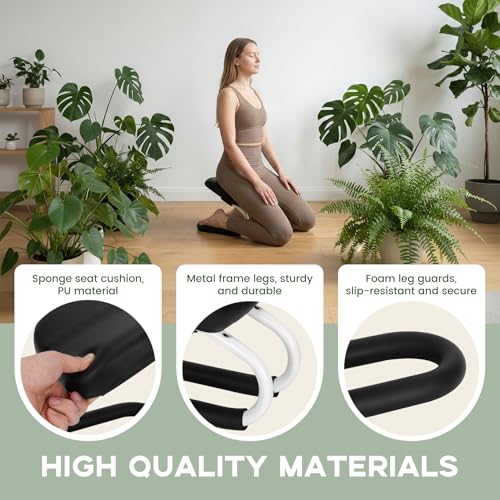 Adjustable Kneeling Meditation Stool - Ergonomic Black Bench