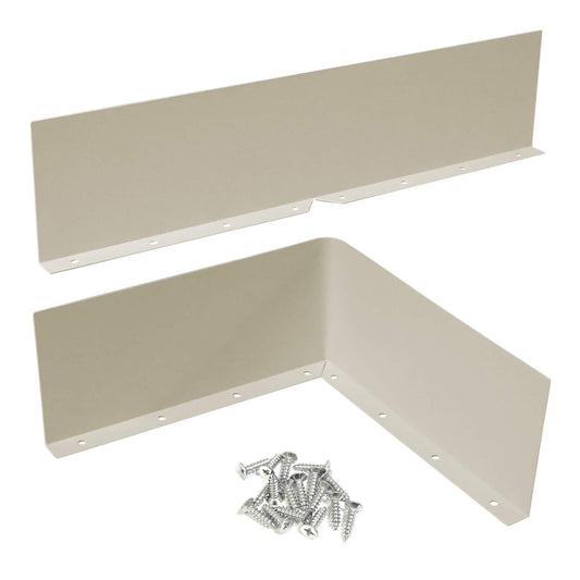 Bueyfolt 2Pcs 13.78" Rain Gutter Valley Splash Guards, Aluminum Gutter Splash Guard Straight & Bent Style 2 in 1, Roof Valley Splash Shield Gutter Guard Corner Bent Valley Splash Guards, Almond