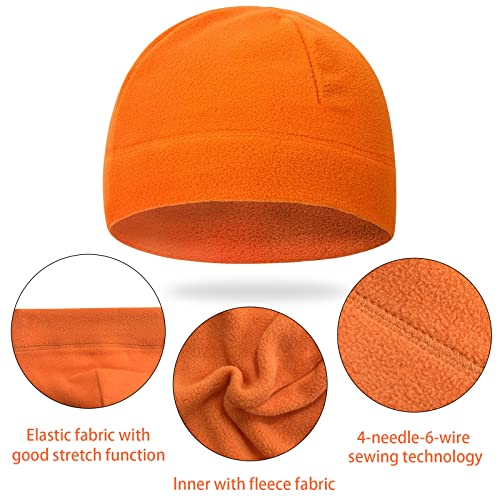 Microfleece Tactical Beanie Hat - Thermal Windproof Skull Cap - Orange