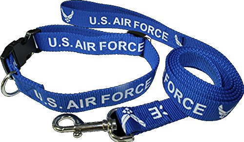 US Air Force Dog Collar and Leash Set - Adjustable 14-24"