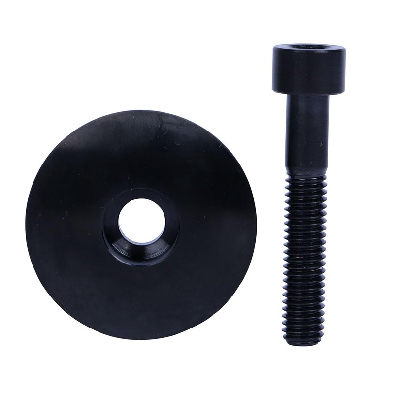 UHDFBDHF Bike Headset Titanium Top Cap 1-1/8" with Ti Bolt M6 x 35mm (Black)