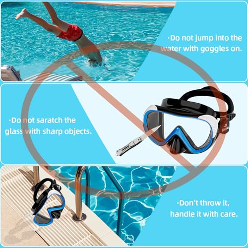 Freela Kids Swimming Goggles 4-16 with Nose Cover, No-Leak Anti-Fog (1 Pack, Blue)