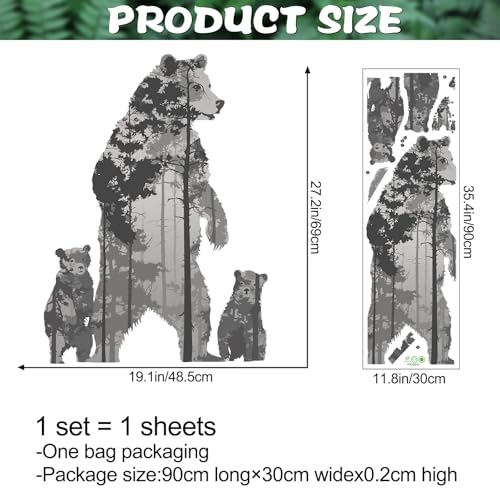 Forest Silhouette Animal Wall Decals - Removable Polar Bear & Tall Tree Wall Art for Children's Nursery & Living Room