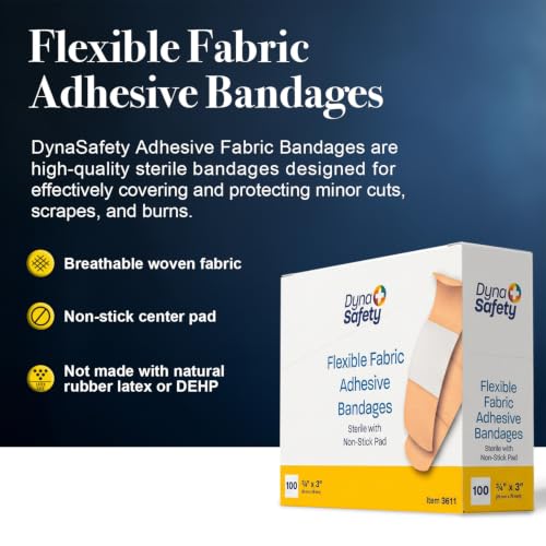 Flexible Fabric Adhesive Bandages - Sterile Non-Stick Pads - 3/4x3" - Box of 100