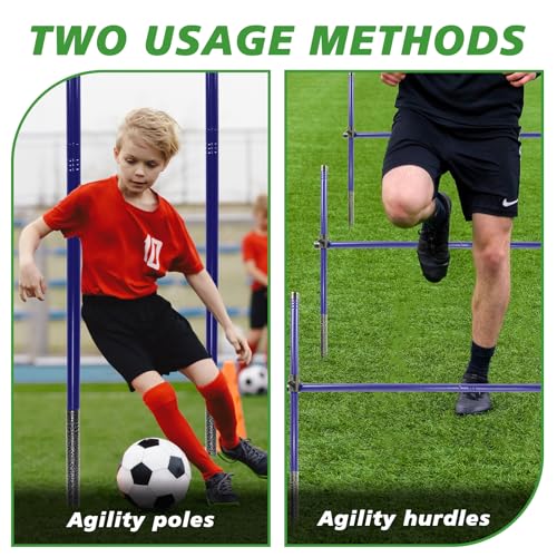 Adjustable Agility Poles - 6 Pack Metal Training Equipment