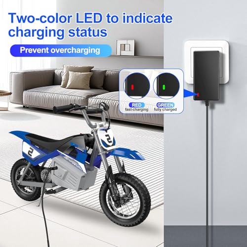 EGK 24V Replacement Charger for Razor E-Scooters & Dirt Bikes - Black, 6.6FT