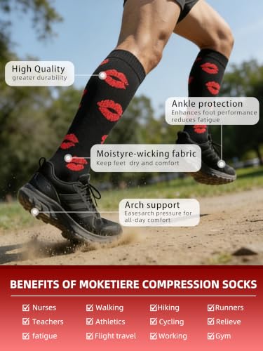 Compression Socks for Women and Men - Lips Red