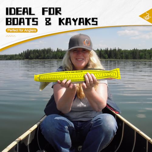 32-Inch Foldable Fish Measuring Board with Lanyard Eyelet - Yellow