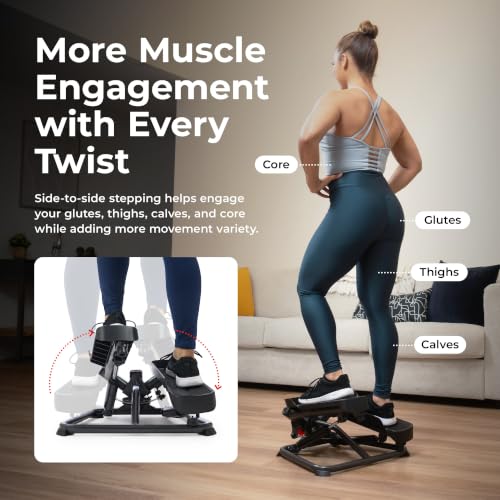Twist Stair Stepper with Resistance Bands - Black Onyx
