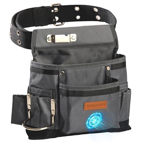 Small Tool Belt Pouches,Tool Belts for men,magnetic tool belt,11-Pockets,Electrician Construction,Carpentry.Heavy Duty nylon belt with metal buckle.1680D Oxford.