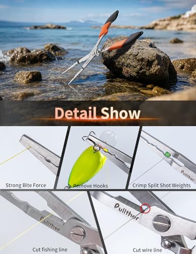 Stainless Steel Fishing Pliers with Hook Remover - Orange