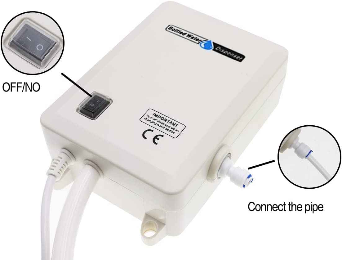 TDRSUPER Bottle Water Dispenser Pump System Self-Priming 110V AC US Plug Drinking Water Pump Single Tube Food Grade Suitable for Coffee/Tea Maker, Water Dispenser, Refrigerator, Ice Maker