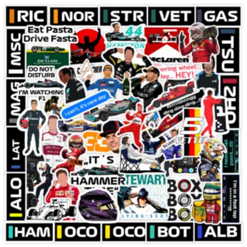 Premium F1 Sticker Pack – 120 Waterproof Racing Decals
