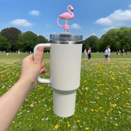 Flamingo Straw Cover for 10mm Tumbler Straws - Reusable PVC Topper