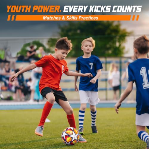 Champhox Size 4 Orange Soccer Ball for Kids & Teens - Durable & Soft