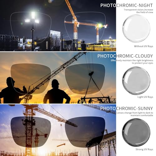 TransitionSafetyGlaseswith ANSI Z87+ImpactApproved Wraparound&Anti Bluelight UV400