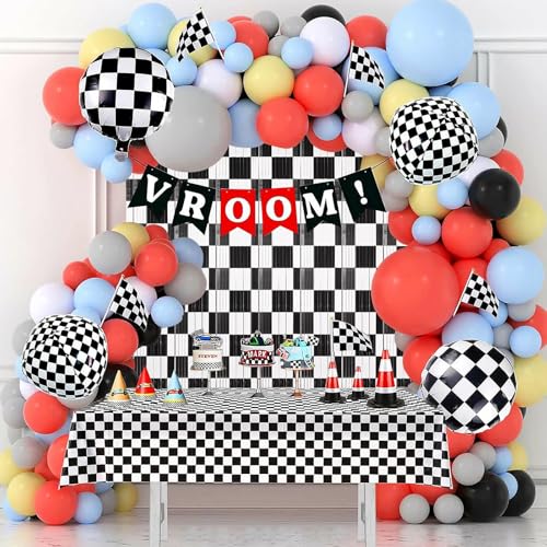 Black and White Checkered Tinsel Backdrop Curtains - 3 Pack