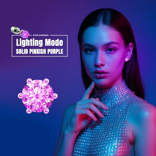 LED Crown Shaped Earrings - Shiny Glowing Studs - Purple - 1 Pair