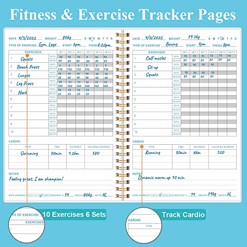 Fitness Journal for Weight Loss & Muscle Gain - Teal Watercolor