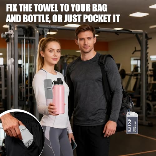 CSITE Microfiber Gym Towel 5 Pack - Quick Dry, Absorbent, Odor-Free, Portable Workout Towels in Gray & Green