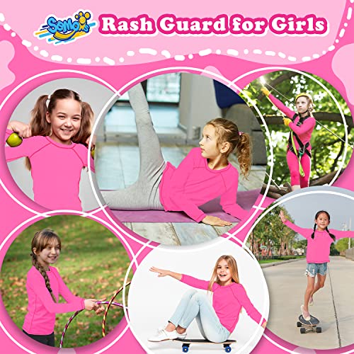 Boys' Long Sleeve Rash Guard UPF 50 Sun Shirt - Pink, 5-6 Years