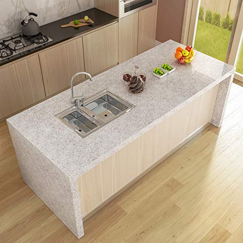 LaCheery Faux Granite Contact Paper for Countertops Waterproof Self Adhesive Granite Wallpaper for Kitchen Counter Contact Paper Peel and Stick Countertops Grey Wall Paper Desk Top Cover 15.8"x80"