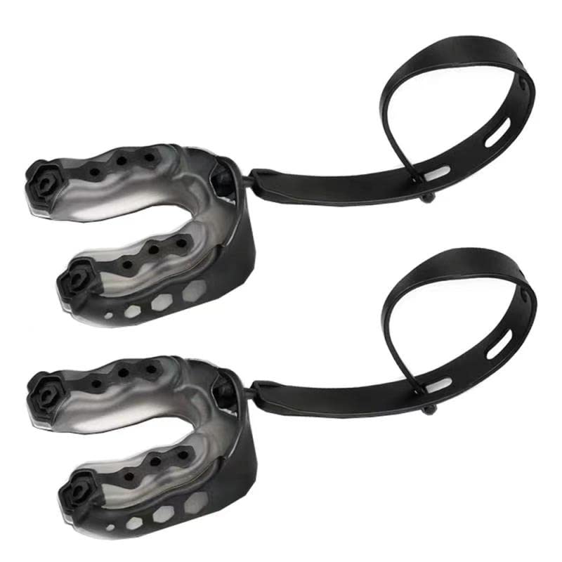 2-Pack Youth Sports Mouth Guard with Strap - Black