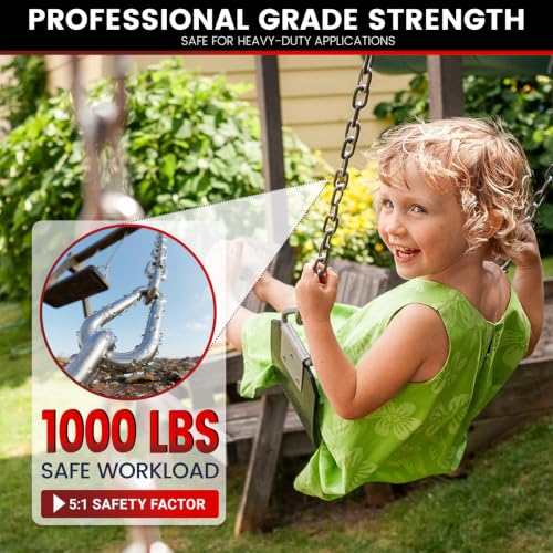25" Heavy-Duty Hanging Swing Chain - 1000 lb Capacity, Silver