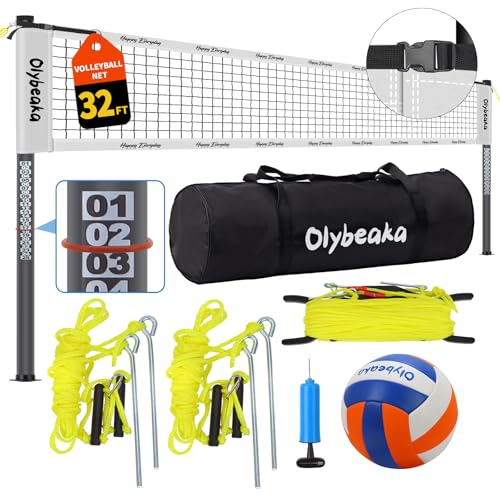 32FT Portable Outdoor Volleyball Net Set - Adjustable Height, Carry Bag