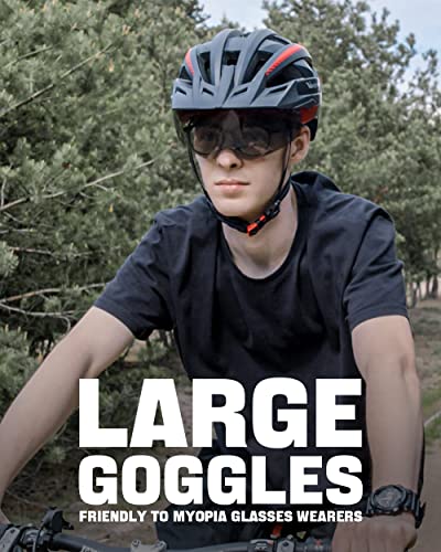 Bike Helmet for Adults with LED Light - Size L (57-61cm) - Black Red