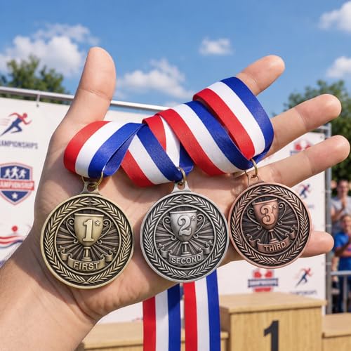 6pcs Award Medals Set - 1st 2nd 3rd Place Competition Medals for Sports & Events