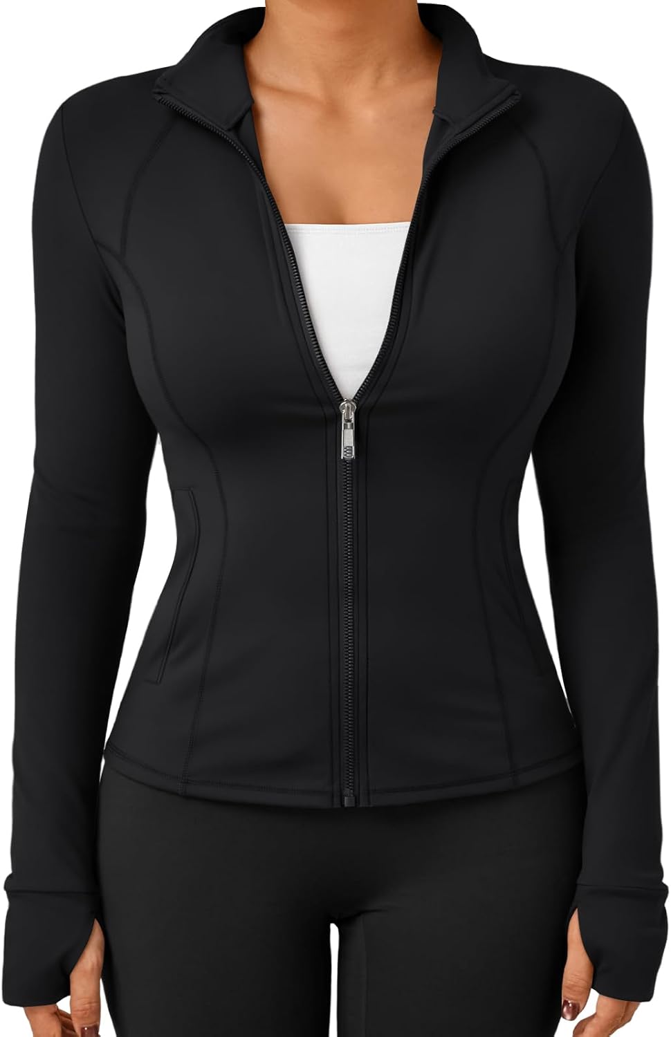 Trendy Queen Lightweight Zip-Up Jacket - Fitted Athletic Hoodie with Pocket for Spring Workouts