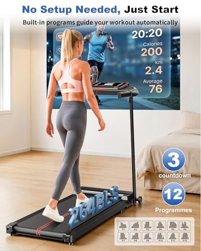 Foldable Under Desk Treadmill with Handlebar - 0.6-6.2 MPH Portable Walking Pad