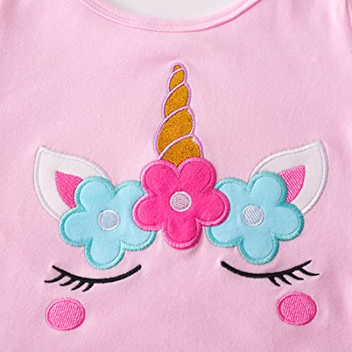 Classic Ballet Leotard for Girls - Pink Unicorn, 7-8 Years