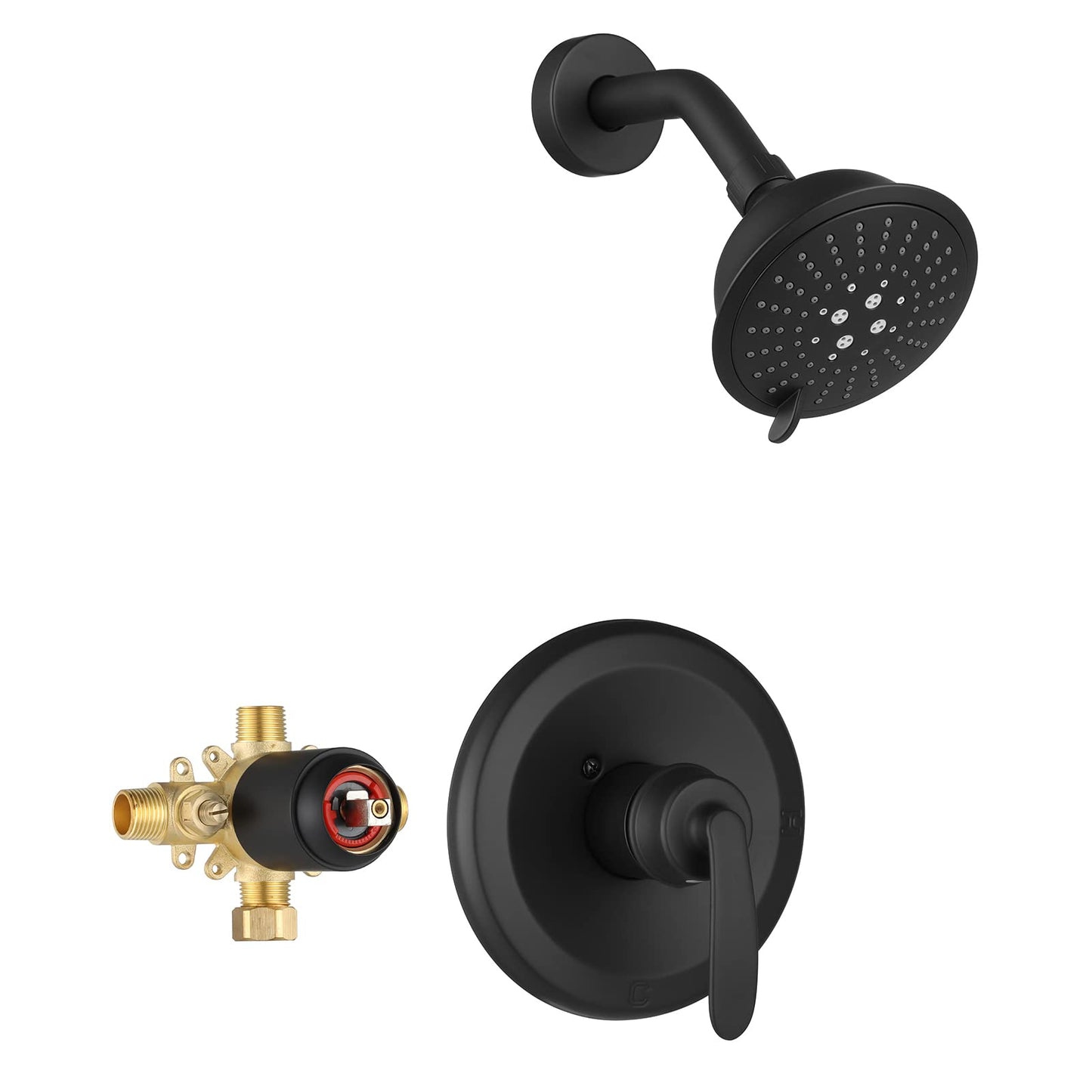 PARLOS Shower Faucet with Valve, Single-Handle Shower Trim Kit with 5-Spray Touch-Clean Shower Head, Wall Mounted Shower Faucets Sets Complete, 1436704