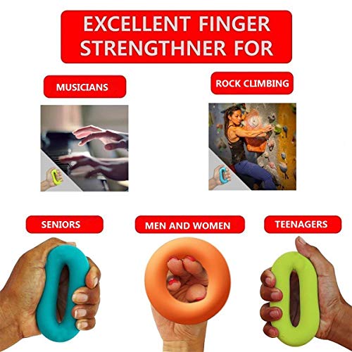 Grip Strength Trainer Rings - Silicone Hand Exerciser with 3 Resistance Levels