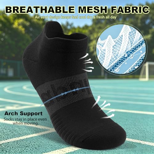 Lapulas Compression Socks for Men & Women, 6 Pairs Ankle Running Support Socks Black XL