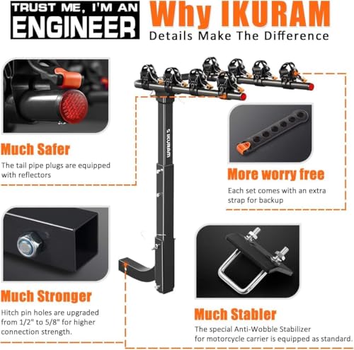 4-Bike Hitch Rack for Cars, Trucks & SUVs - Foldable & Durable