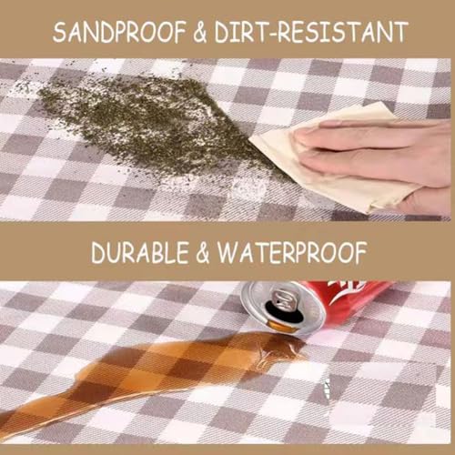 K Y KANGYUN Light Brown 80x60 Inch Waterproof Picnic Blanket for Outdoors & Indoor Use