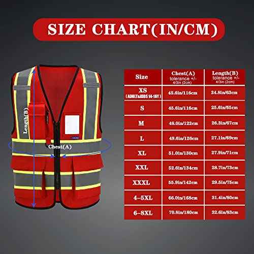 AYKRM Security Vest for Men Women 7 Pockets High Visibility Reflective Safety Vest Front Zipper Meets ANSI/ISEA