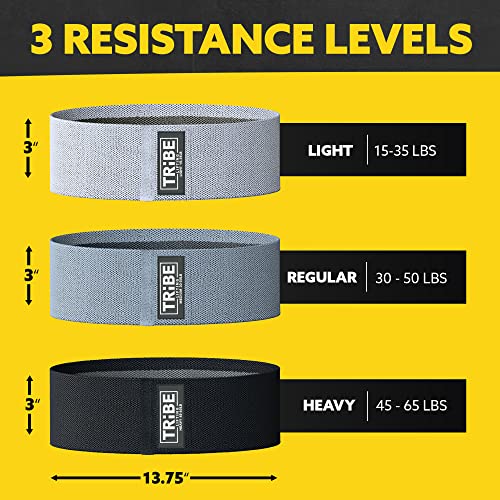 Fabric Resistance Bands - 3-Pack Non-Slip Grip for Legs & Glutes - Grey