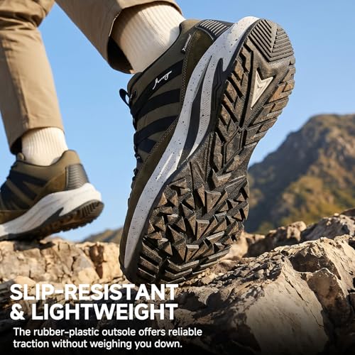 Men's Trail Running Shoes Non Slip Outdoor Hiking Sneakers - Green, Size 8.5