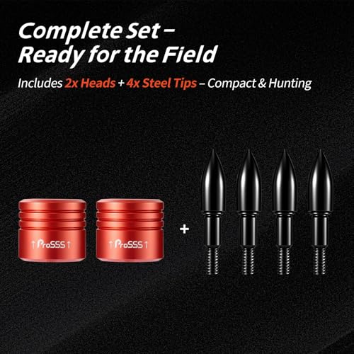Crossbow Bolt Decocking Head Set - 2 Pack with Steel Tips, Orange