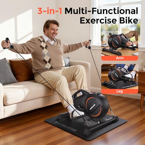 Under Desk Bike with 16-Level Resistance & Bluetooth App - Black-Orange