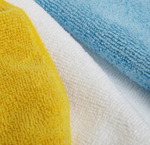 Blue/White/Yellow 48-Pack Microfiber Cleaning Cloths - Highly Absorbent & Scratch-Free