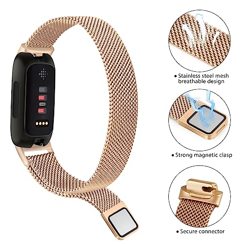 Stainless Steel Adjustable Band for Fitbit Inspire 3 - Rose Gold