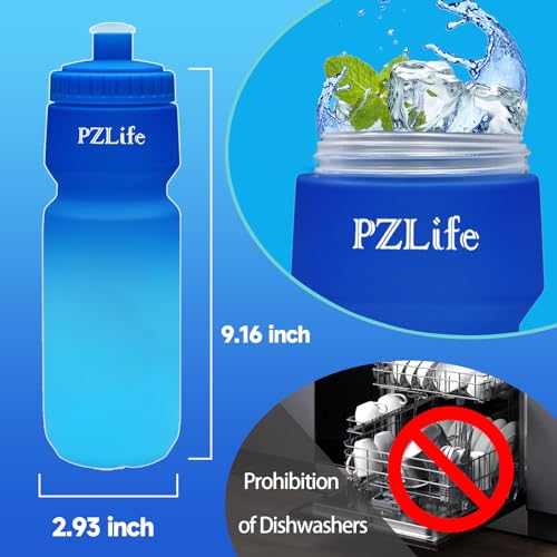 24oz Blue Bike Water Bottle - Leak Proof & BPA Free Squeeze Bottle