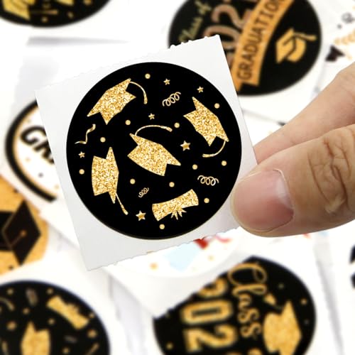 Graduation Stickers Class of 2026 - 500 Black & Gold Labels